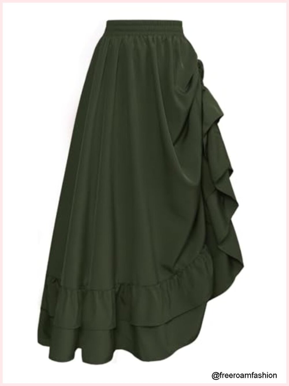 Renaissance Maxi Skirt for Women Pirate Layered Long Skirt High Rise Ruffle Hem
